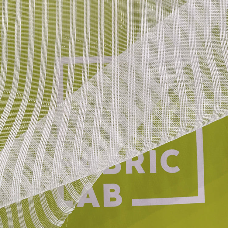 Striped Open-Weave Mesh - White