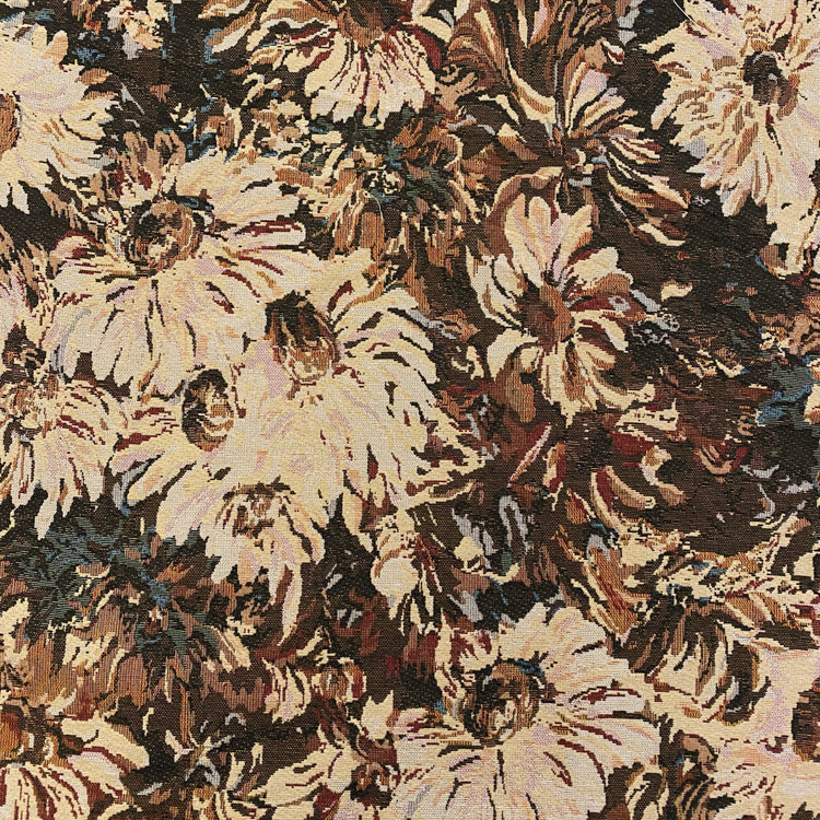 Oil-Painted Floral Tapestry Jacquard - Sienna Brown / Cornsilk / White