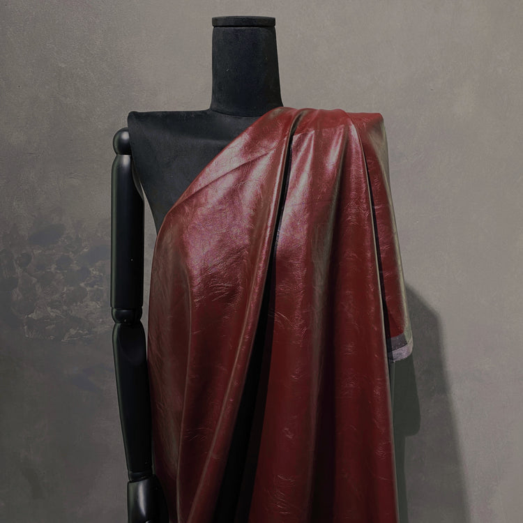 Weathered Grain Faux Leather - Bordeaux