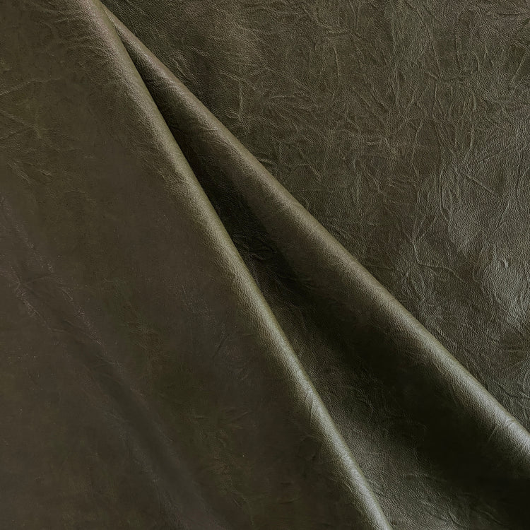 Wrinkle Grain Faux Leather - Dark Olive Green