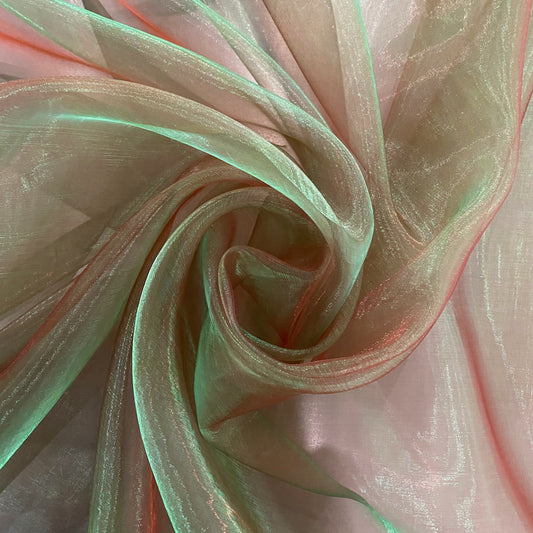 Shot Organza - Light Green/Red
