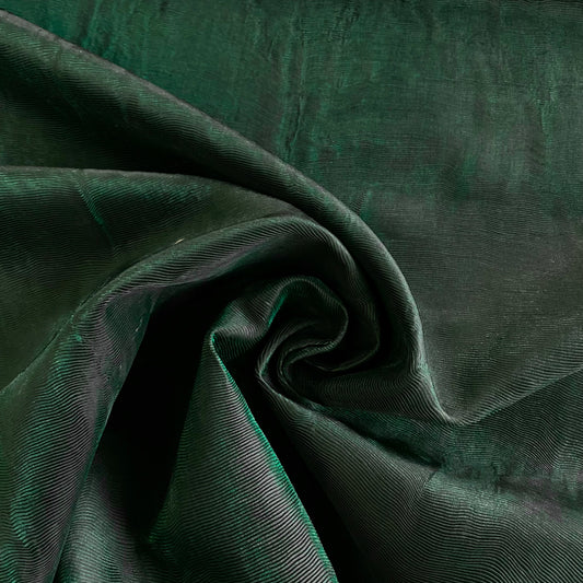 Bonded Plisse Organza - Metallic - Dark Green
