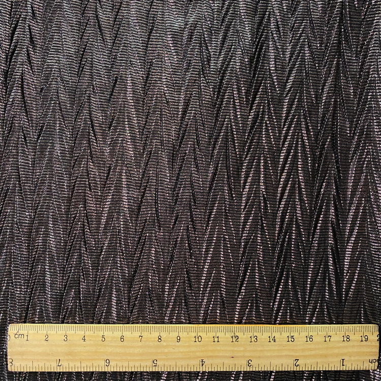 Chevron Embossed Metallic Rib Knit - Rose Silver