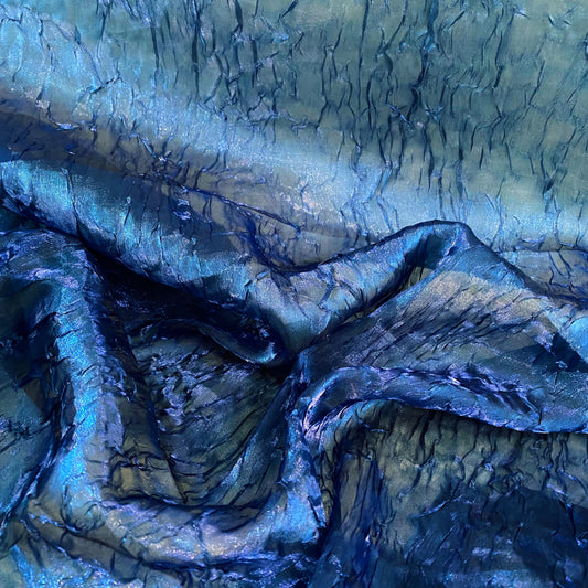 Metallic Creased Satin - Royal Blue