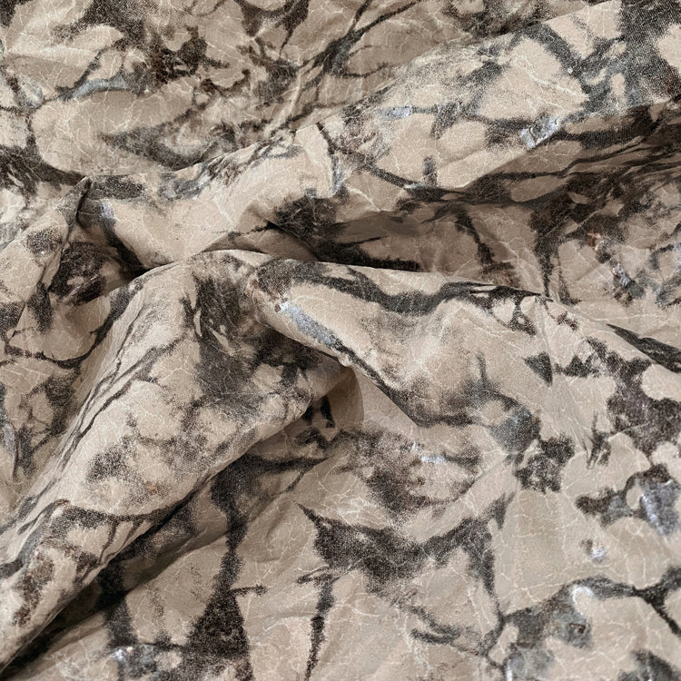 Foiled Acid Wash Print Faux Suede Knit - Tan/Black Oxide