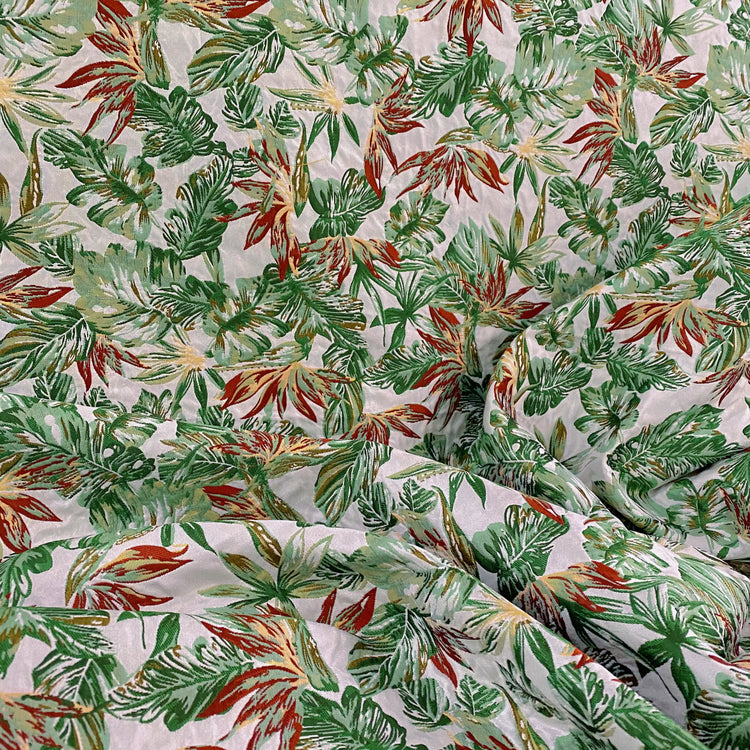 Birds of Paradise Jacquard - Green/Fire Brick Red