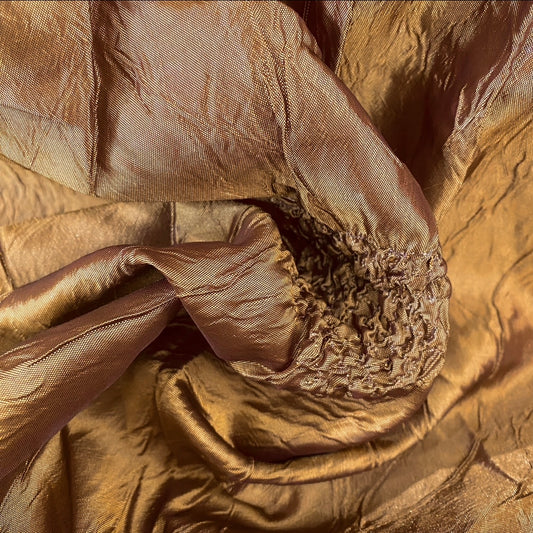 Smocked Square Shot Taffeta - Mustard Gold