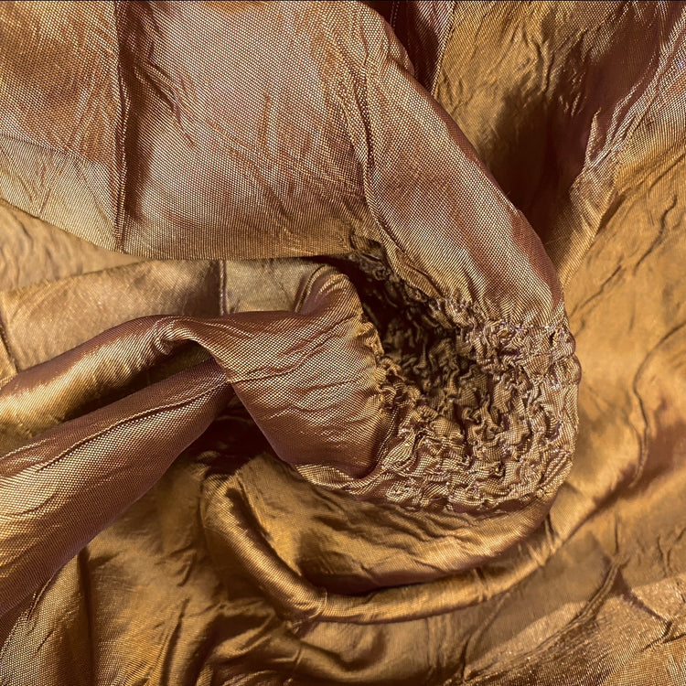 Smocked Square Shot Taffeta - Mustard Gold