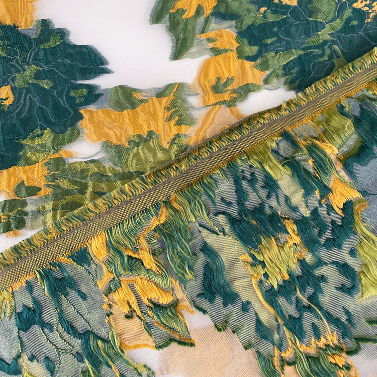 Floral Brocade Organza - Sage Green/Teal