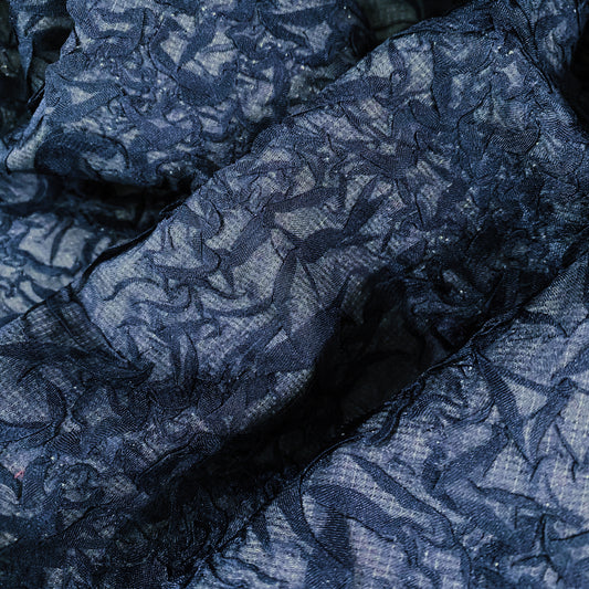 Organic Petal-Creased Chiffon - Bonded - Dark Steel Blue