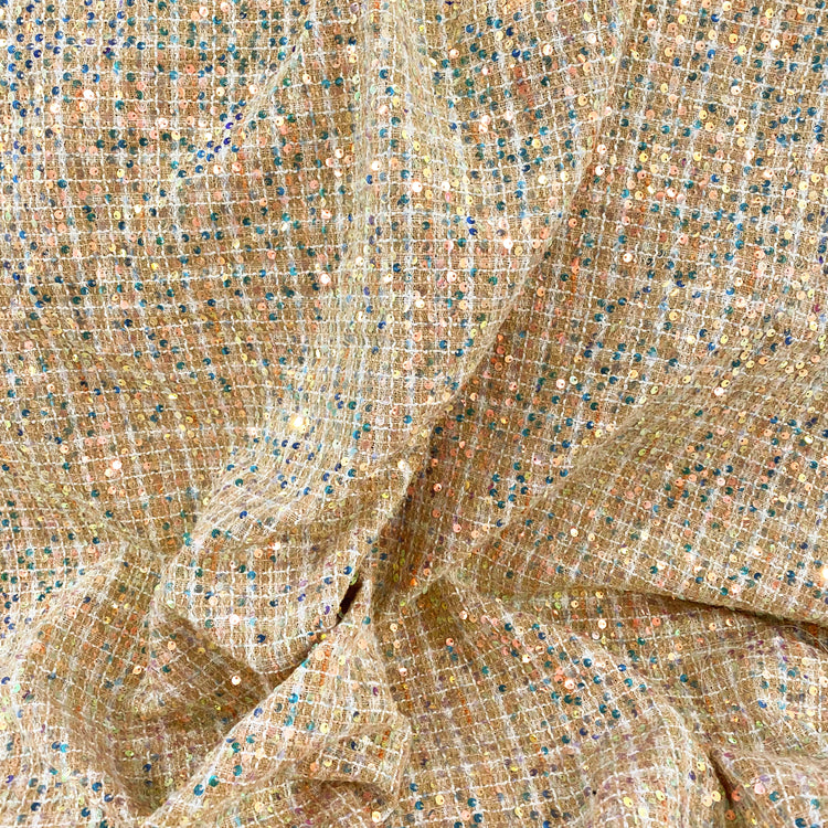 (Remnant) Sequinned Tweed - Beige - 1m
