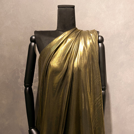 Moiré Stripe Metallic Chiffon - Gold/Black
