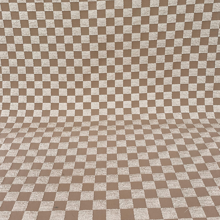(Remnant) Stretch Chequered Double Weave - Brown - 65cm