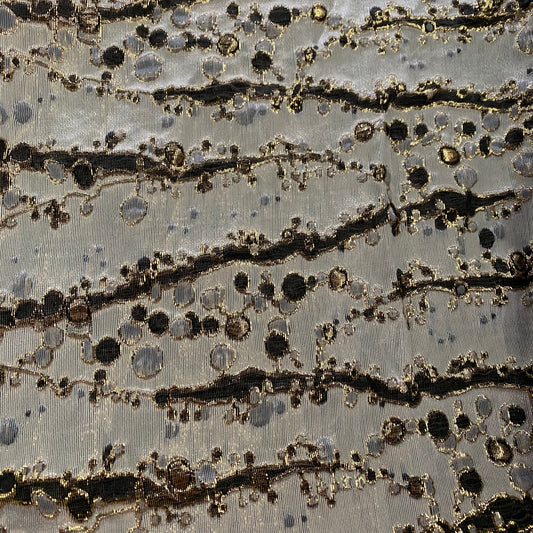 Abstract Kelp Forest & Air Bubble Brocade - White Smoke/Black