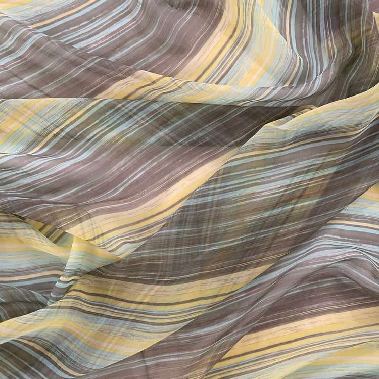 Striped Sheer Silk Chiffon - Seaside
