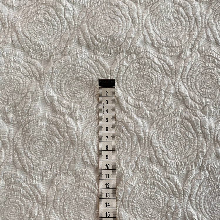 Raised Crinkle Rose Jacquard - White