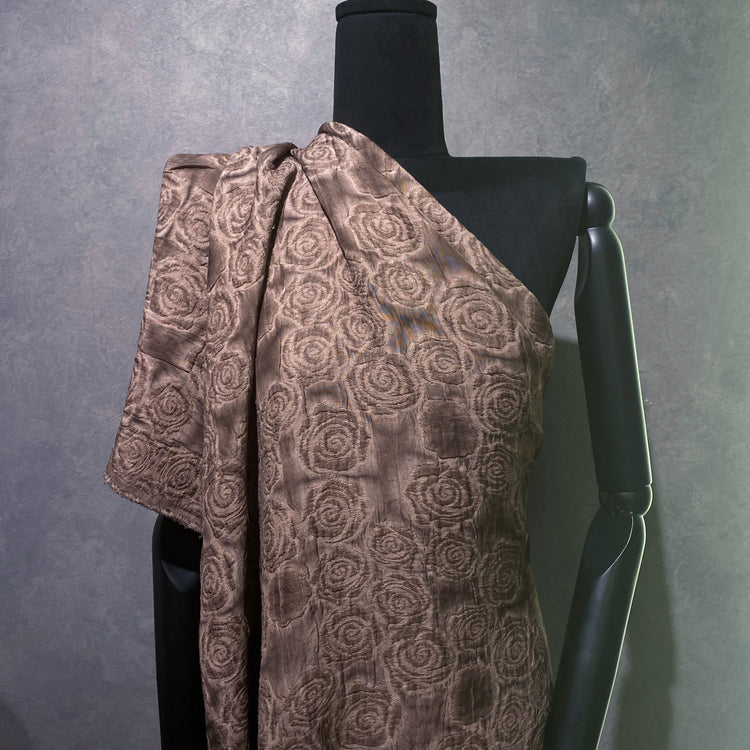 Embossed Crinkle Rose Jacquard - Brown / Mulberry Purple