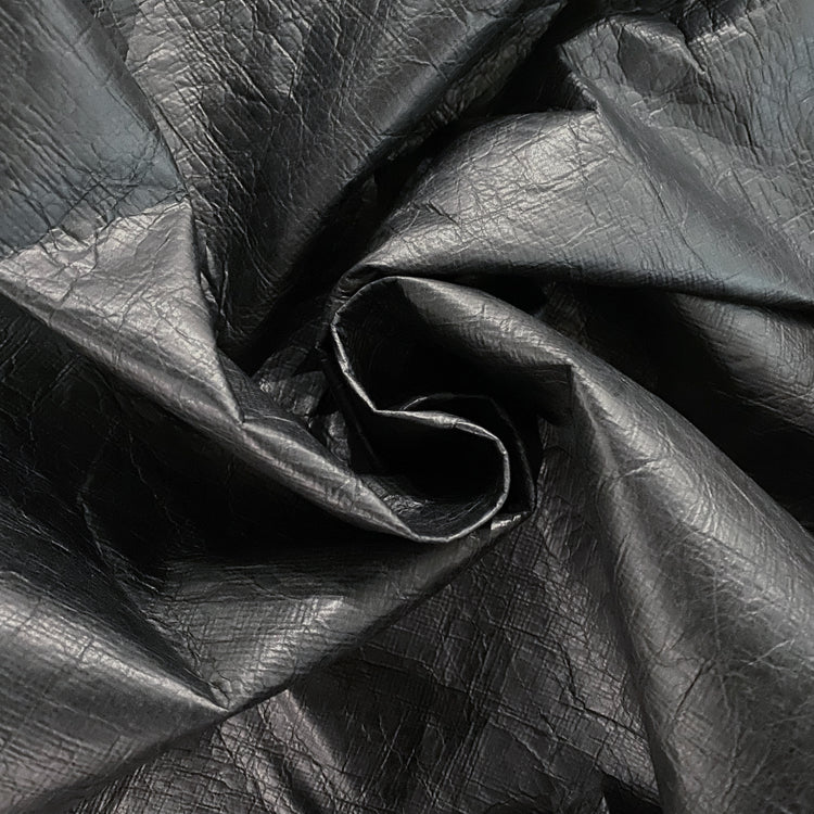 Faux Leather Tyvek with backing - Black