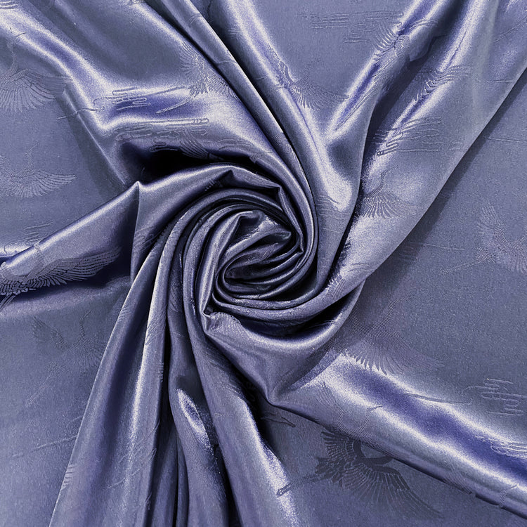 Crane Satin Poly/Silk Damask - Dark Steel Blue
