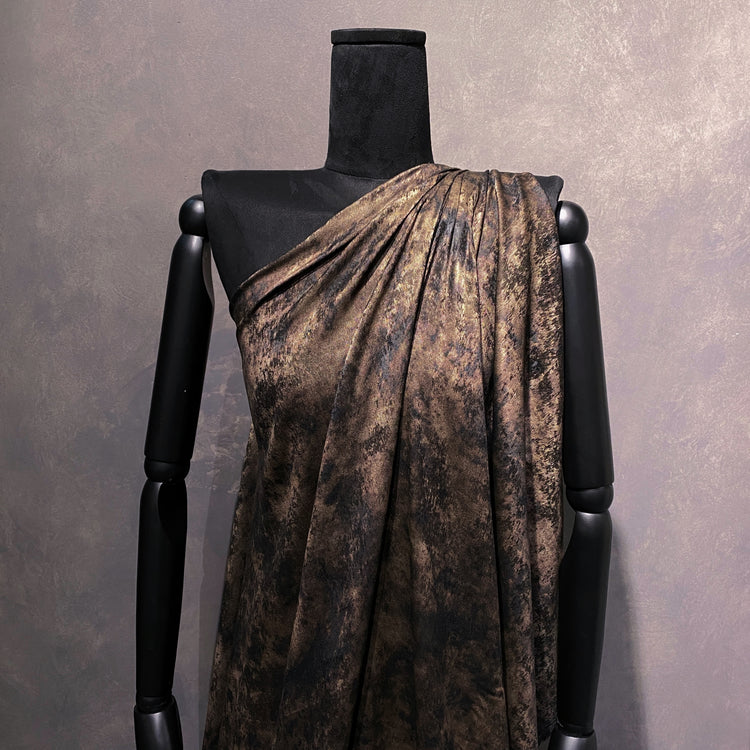 Antique Tarnished Coated Charmeuse - Faded Bronze / Black