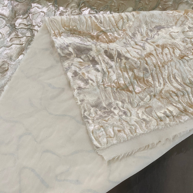 Textured Acetate Plush Velvet - Ivory Blush