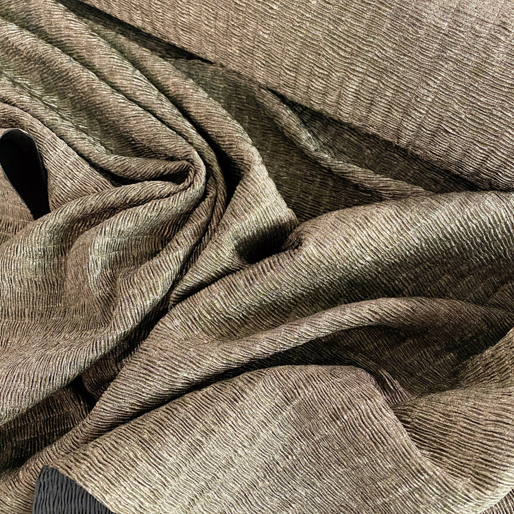 Shirred Look Plisse Metallic Satin - Platinum Gold