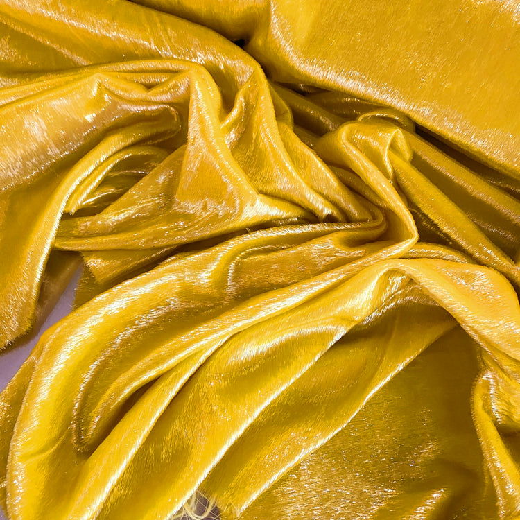 Brushed Metallic Long-pile Velvet - Yellow Gold