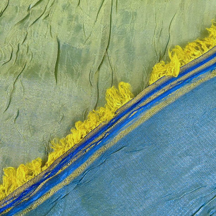 Creased Shot Taffeta - Lawn Green/Blue