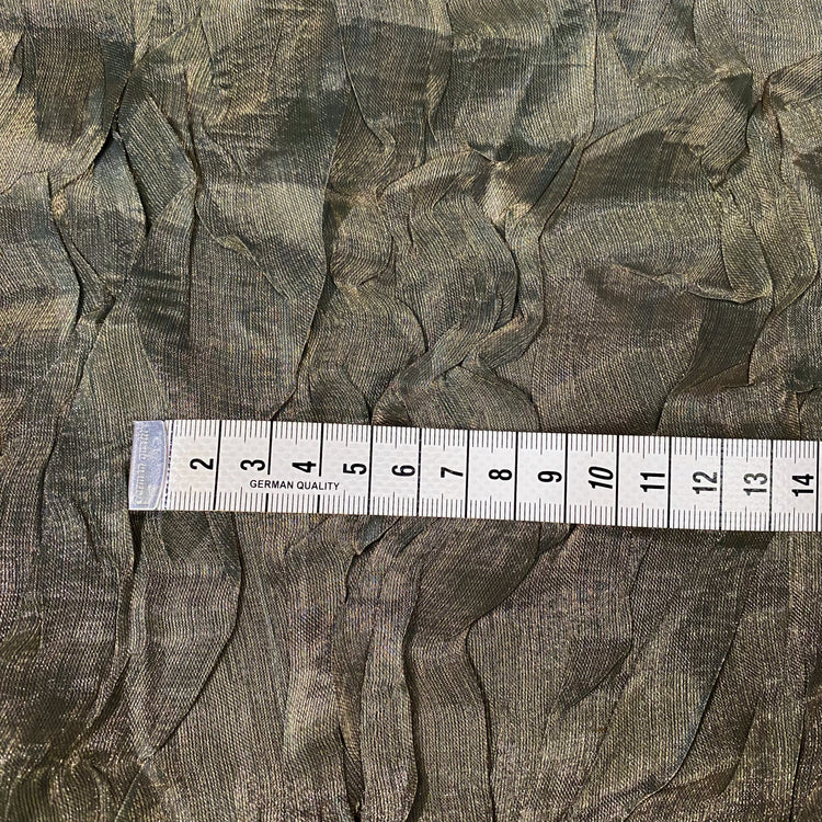 Bonded Sheer Foiled Creased Chiffon - Gold/Black
