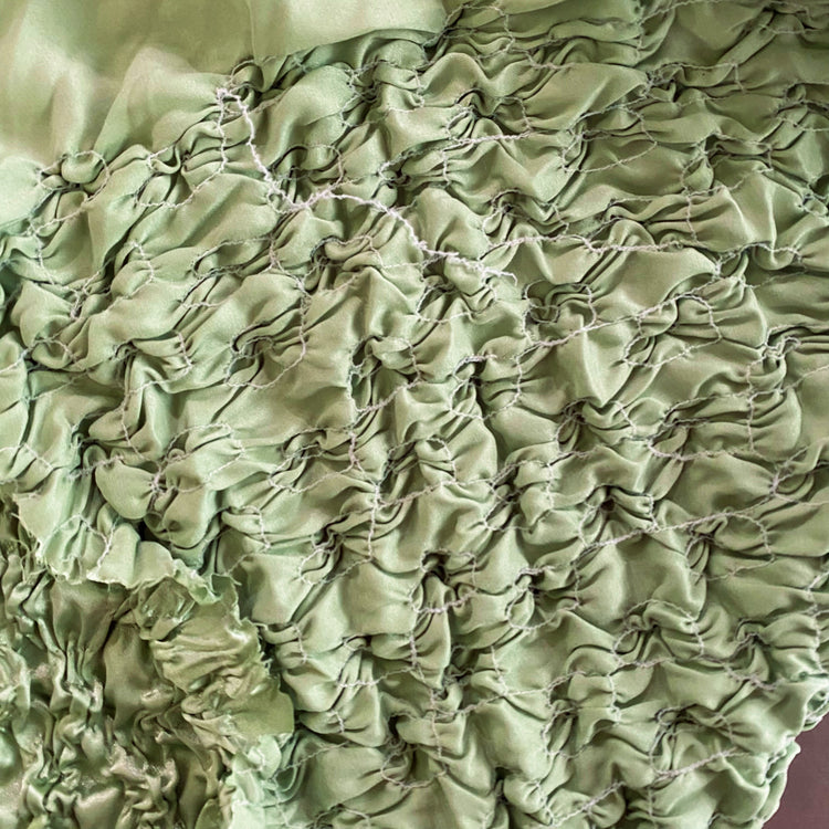 Daisy Smocked Satin - Light Green