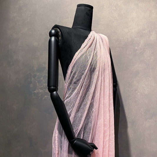 Creased Mesh Knit - Weft Stretch - Pink