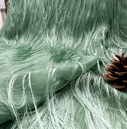 Dobby Long-Fringed Plain Weave - Pale Green