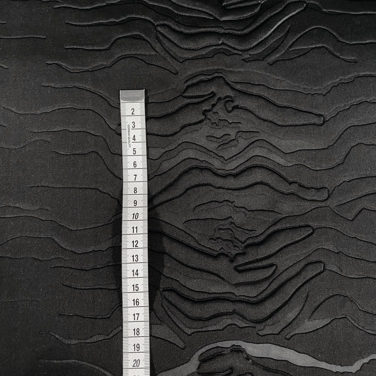 Embossed Tiger Stripe Double Knit - Black