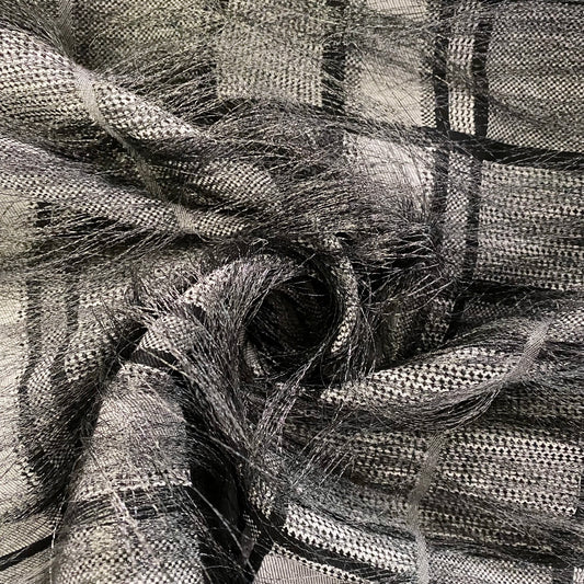 Long Yarn Float Glen Plaid Dobby - Black / Grey