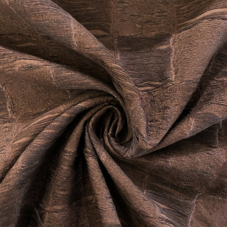 Checkerboard Yarn Float Linen Cotton Blend - Saddle Brown