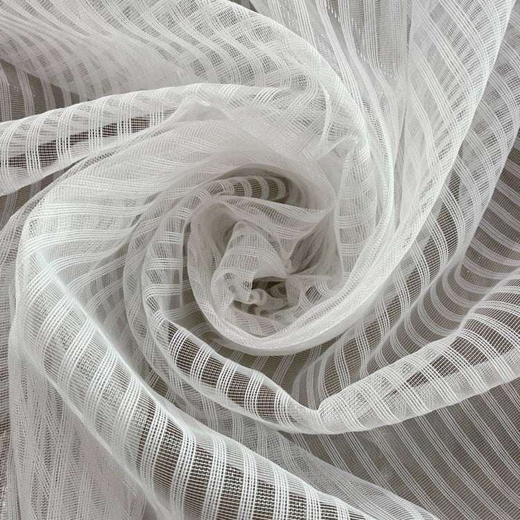 Striped Open-Weave Mesh - White