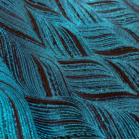 Ocean Waves Brocade - Teal/Navy