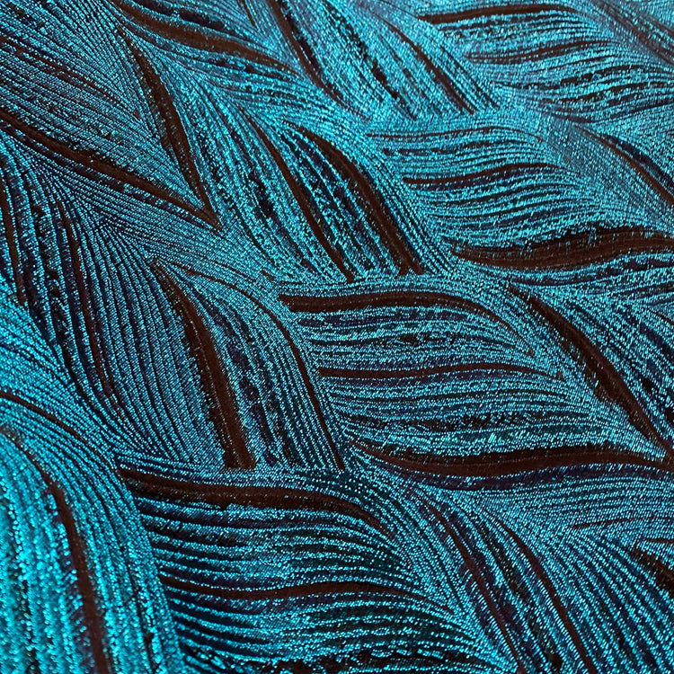 Ocean Waves Brocade - Teal/Navy