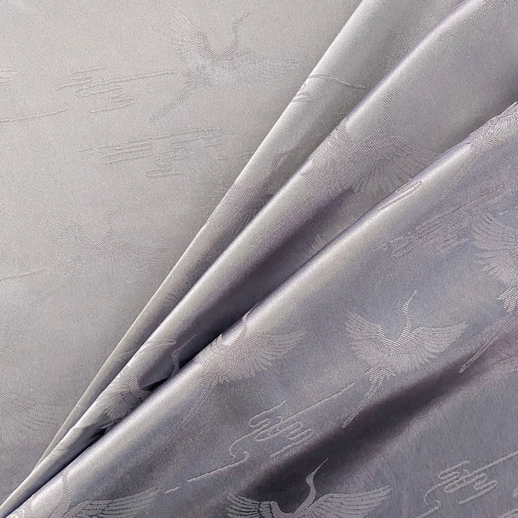 Crane Satin Silk-Blend Damask - Slate Grey