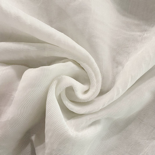Soft Crumpled Bonded Plisse Organza - White