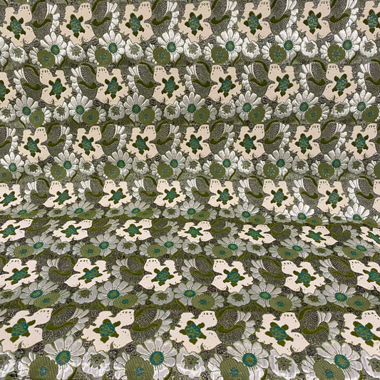 Floral Pop Nouveau Cotton/Poly Brocade - Ivory/Olive