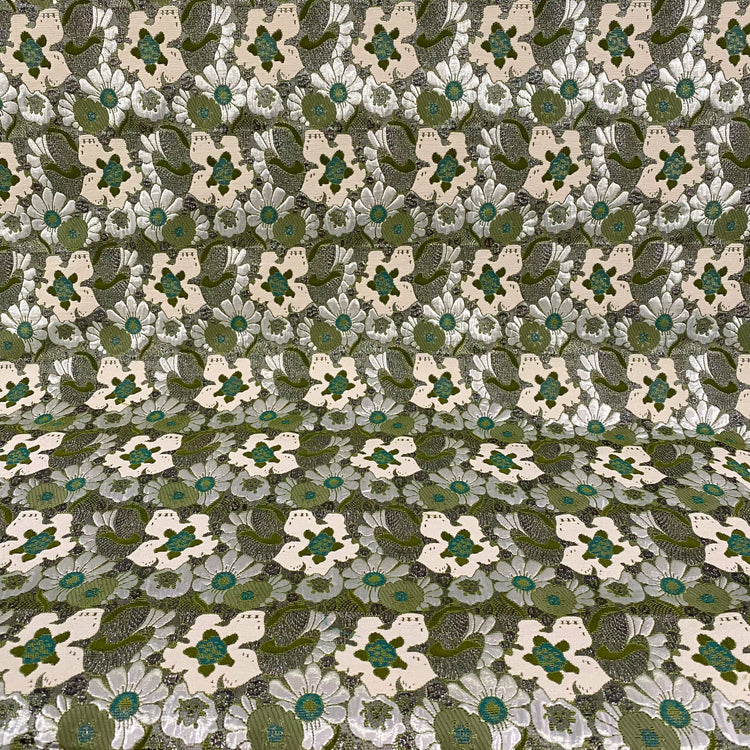 Floral Pop Nouveau Cotton/Poly Brocade - Ivory/Olive