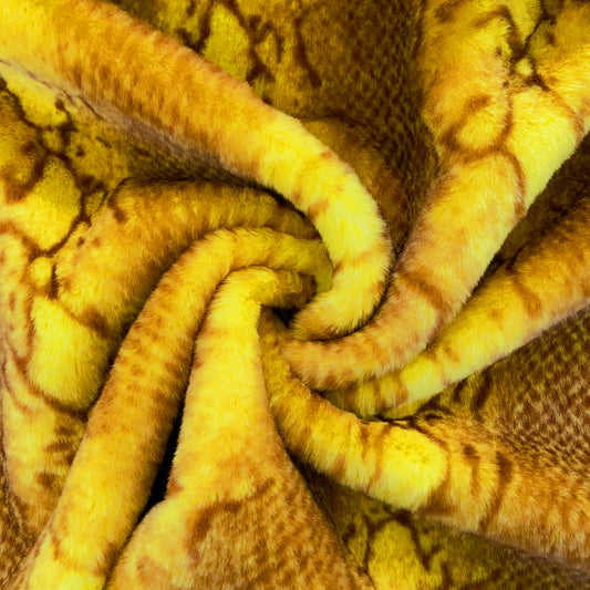 Snakeskin Faux Fur - Yellow / Brown