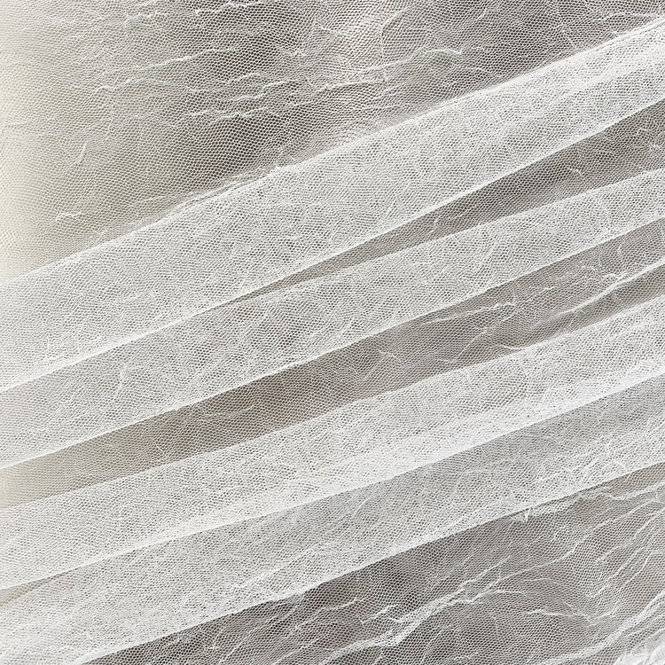 Creased Mesh Knit - Weft Stretch - White