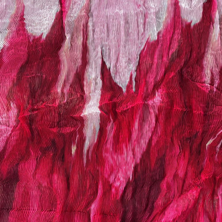 Flame Print Plisse Chiffon - Crimson / Fuchsia