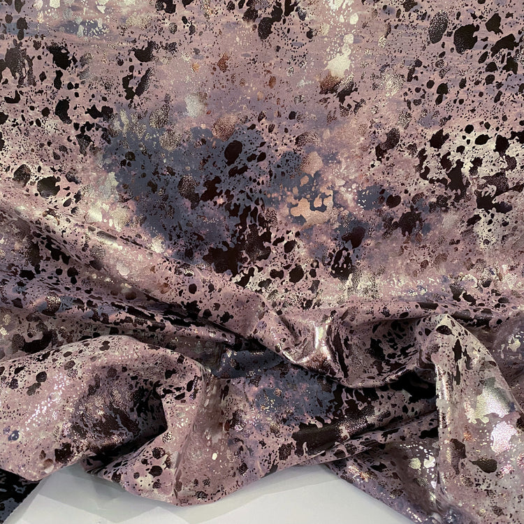 Foiled Splatter Faux Leather - Silver/Lavender