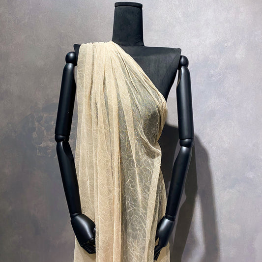 Creased Mesh Knit - Weft Stretch - Beige