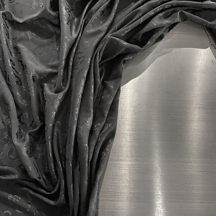 Dragon Satin Damask - Black