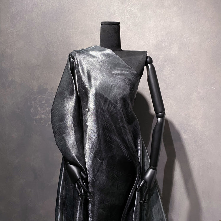 Tarnished Corroded Metallic Organza - Steel / Gunmetal