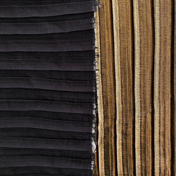 Metallic Coated Box Pleat Satin - Gold / Black